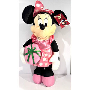 Minnie Mouse Plush Display Doll Pink Velour Dress Bow Shoes Christmas Gift NWT